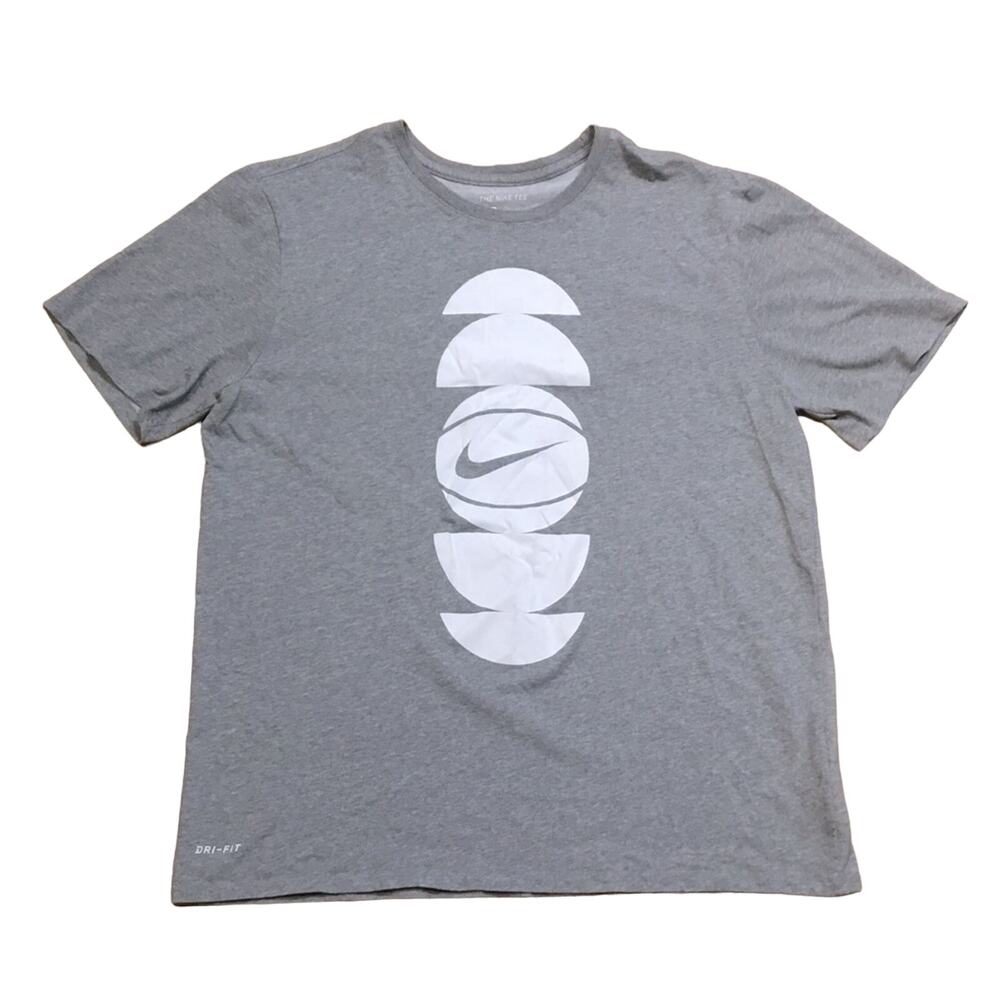 Nike Men's Gray Short Sleeve Tee with White basketball logo